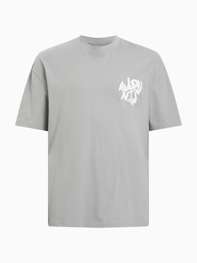 AllSaints Grey Orlando Ss Crew T-shirt - Image 8 of 8