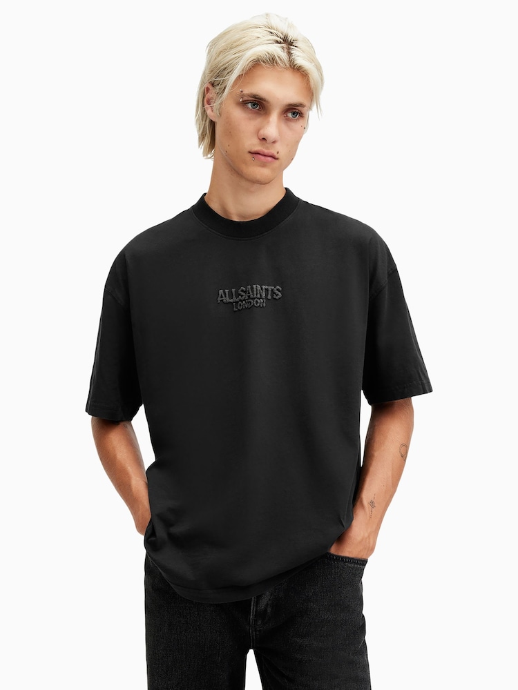 AllSaints Black Bones Short Sleeve Crew T-Shirt - Image 1 of 6