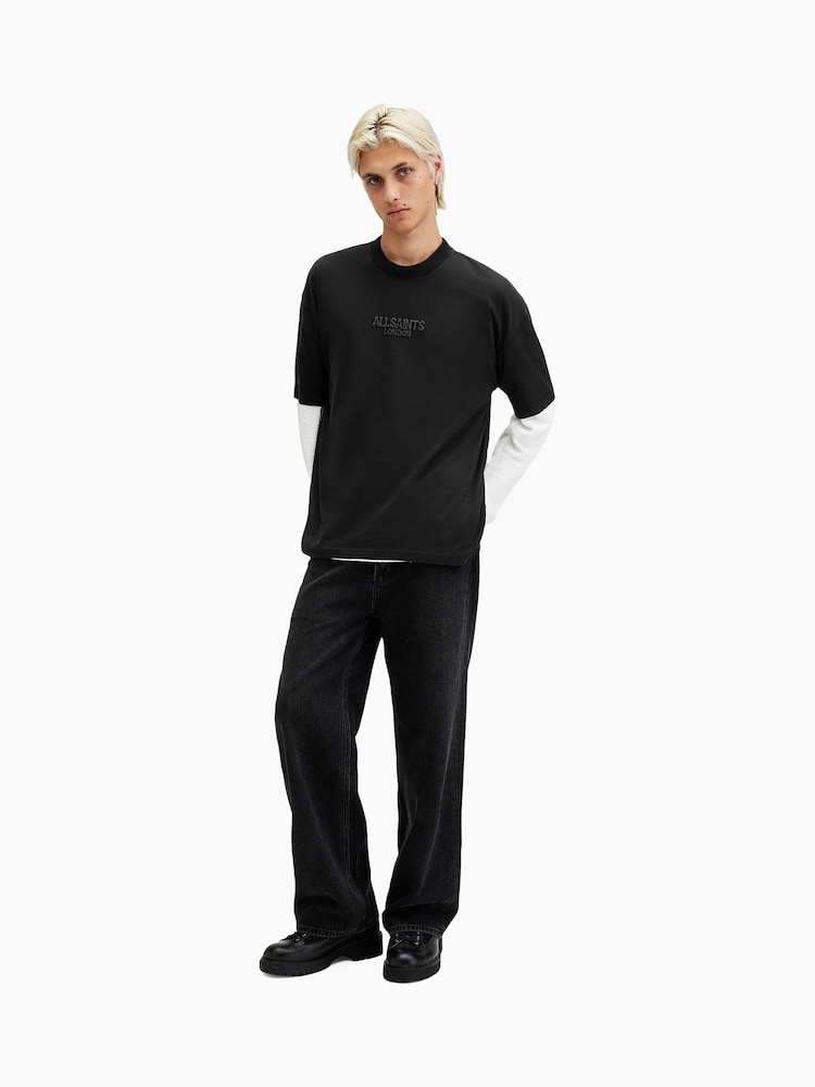 AllSaints Black Bones Short Sleeve Crew T-Shirt - Image 3 of 6