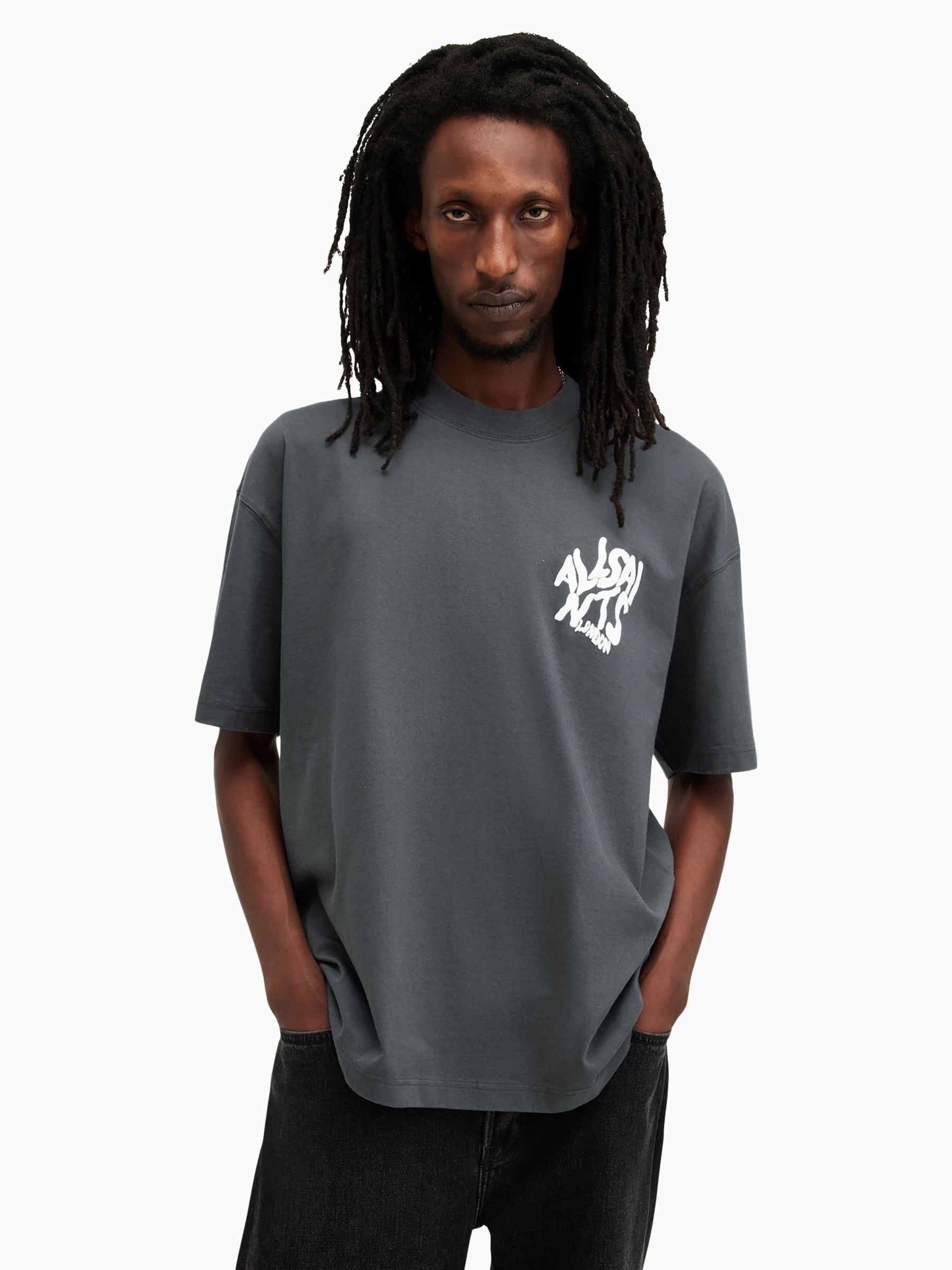 【超希少】ANSNAM 25SS BIG SHIRT CARLORIVA BLK Buy All Saints Blue Orlando Oversized Short Sleeve Crew Neck T