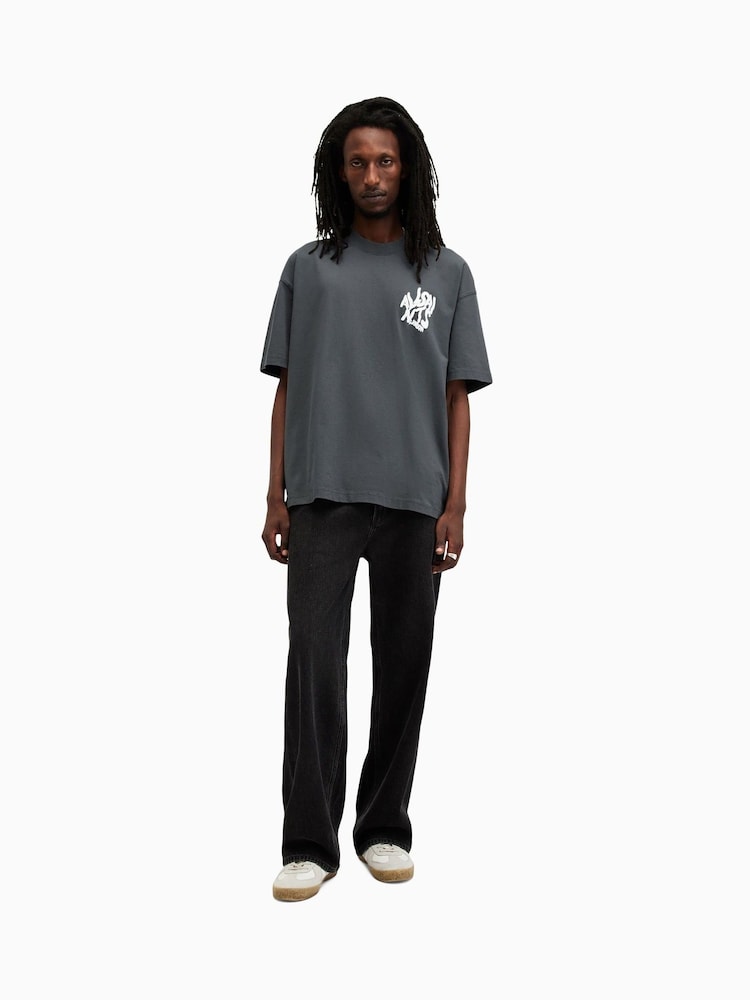 All Saints Blue Orlando Short Sleeve Crew Neck T-Shirt - Image 3 of 6