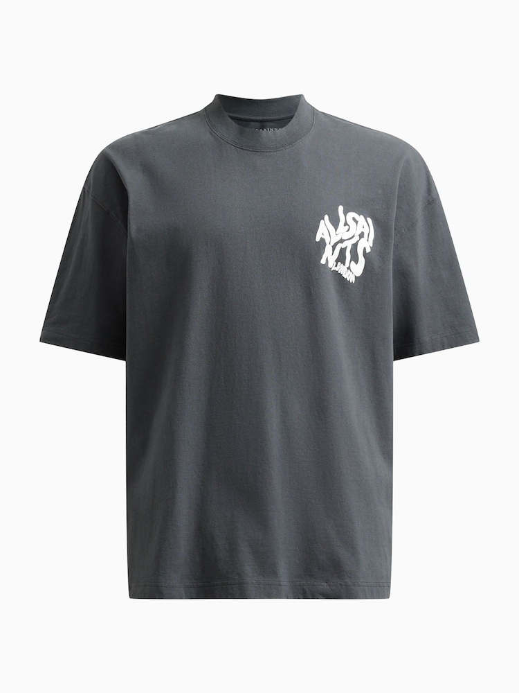 All Saints Blue Orlando Short Sleeve Crew Neck T-Shirt - Image 6 of 6