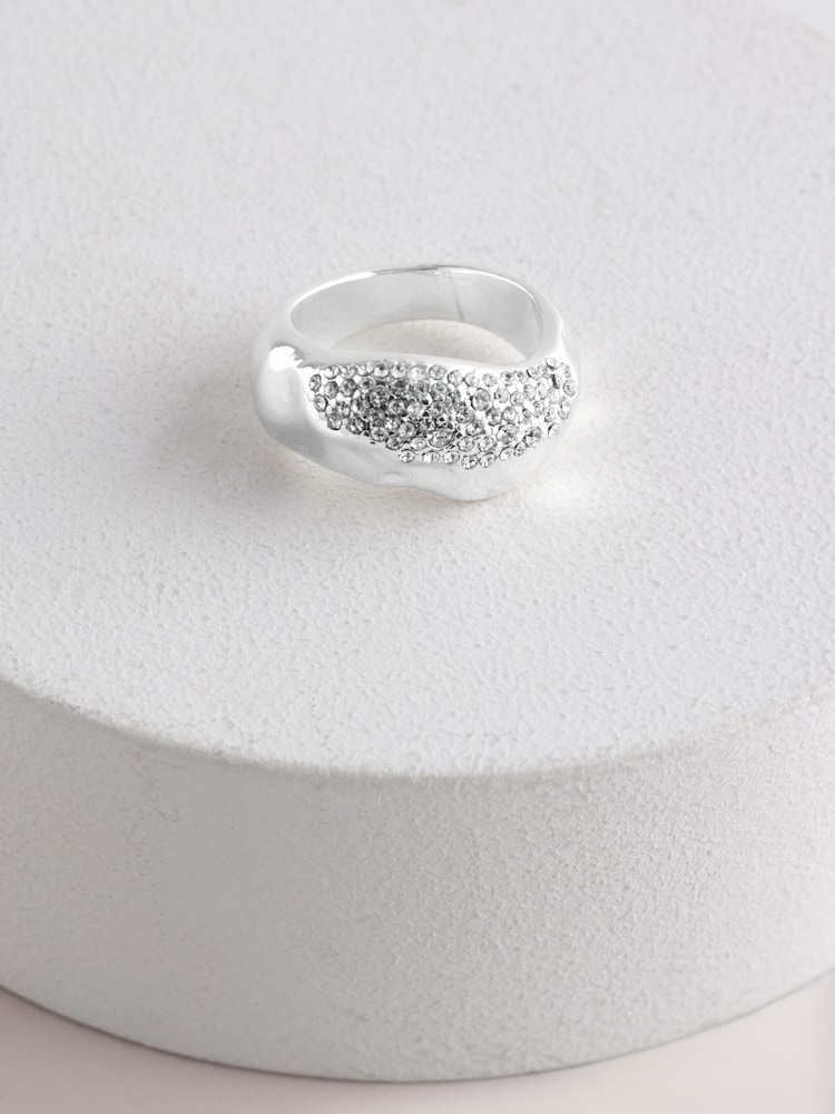 Silver Tone Sparkle Ring - Image 1 of 3 Silver Tone Sparkle Ring - Image 1 of 3