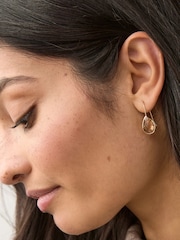 Champagne Gold Tone Teardrop Blue Stone Earrings - Image 1 of 4