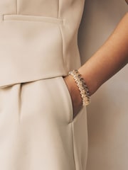 Gold Tone Ridged Stretch Bracelet - Image 1 of 5