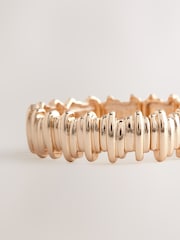 Gold Tone Ridged Stretch Bracelet - Image 4 of 5