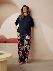 Navy Chillies 100% Cotton Short Sleeve Pyjamas - Image 1 of 5
