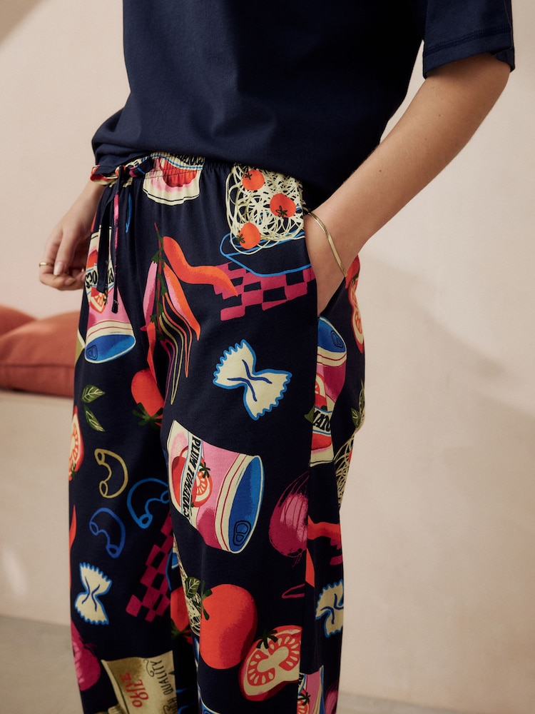 Navy Chillies 100% Cotton Short Sleeve Pyjamas - Image 5 of 5
