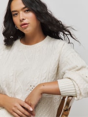 Simply Be Cream Cable Knit Jumper - Image 1 of 4