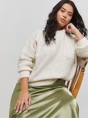 Simply Be Cream Cable Knit Jumper - Image 2 of 4