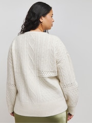 Simply Be Cream Cable Knit Jumper - Image 3 of 4