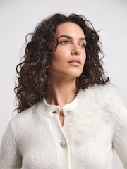 Joanna Hope Cream Tulle Knit Cardigan - Image 3 of 4