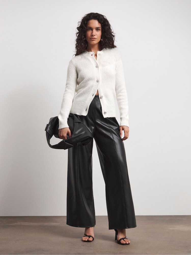 Joanna Hope Cream Tulle Knit Cardigan - Image 4 of 4