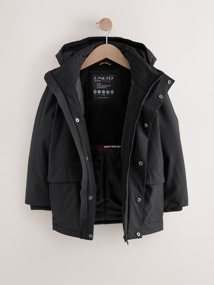 Schwarz - Waterproof Borg Lined Parka Coat (3-17yrs) - Bild 2 von 6 Schwarz - Waterproof Borg Lined Parka Coat (3-17yrs) - Bild 2 von 6