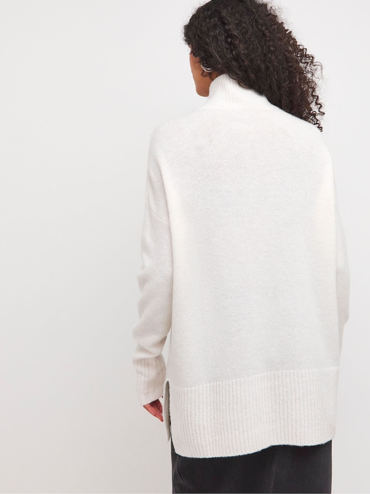 JD Williams Cream High Neck Deep Trim Tunic - Image 2 of 4