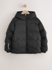 Black Shower Resistant Microfleece Lined Padded Coat (3-17yrs) - Image 1 of 8