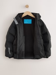 Black Shower Resistant Microfleece Lined Padded Coat (3-17yrs) - Image 2 of 8