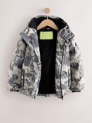 green camoflauge - Spritzwasserfester, mit Microfleece gefütterter, wattierter Mantel (3–17 J.) - Bild 2 von 5
