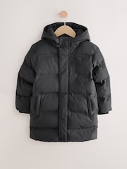 Schwarz - Waterproof Long Line Fleece Lined Puffer Coat (3-17yrs) - Bild 1 von 6