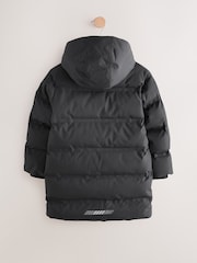 Schwarz - Waterproof Long Line Fleece Lined Puffer Coat (3-17yrs) - Bild 2 von 6