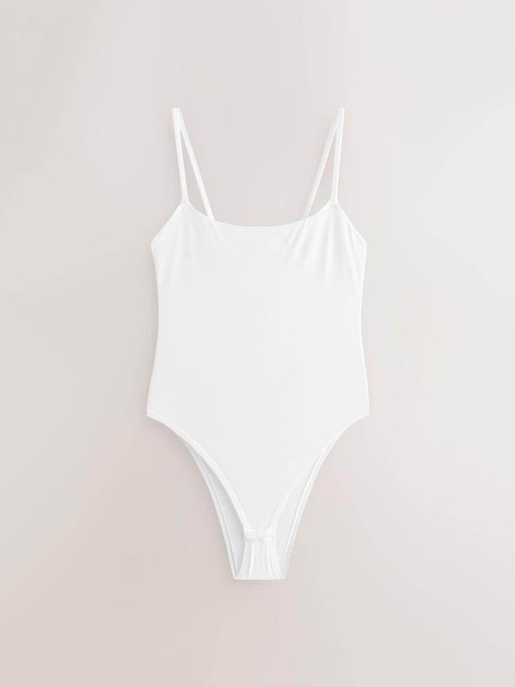 self. White Strappy Scoop Neck Body - Image 1 of 4