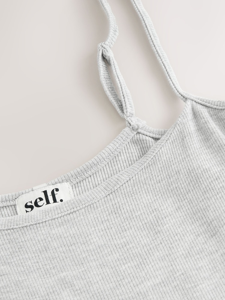 self. Grey Marl Rib Scoop Neck Strappy Maxi Dress - Image 9 of 9