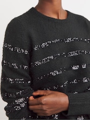 JD Williams Black Sequin Stripe Knit Jumper - Image 3 of 4