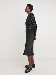 JD Williams Black Sequin Stripe Knit Jumper - Image 4 of 4