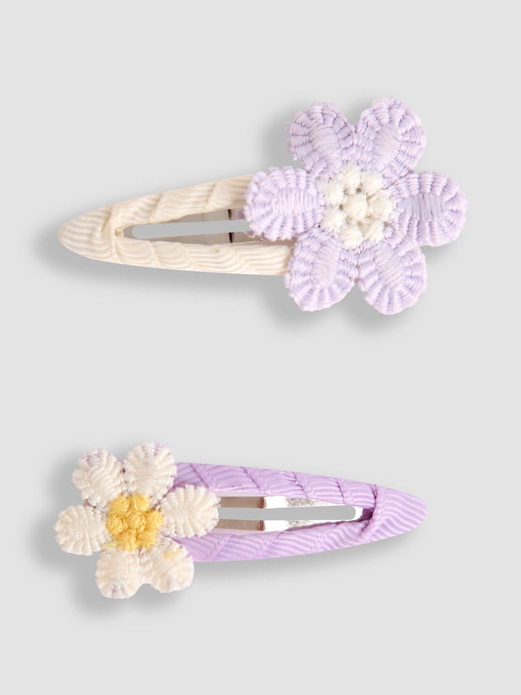JoJo Maman Bébé Lilac 2-Pack Flower Clips - Image 1 of 3