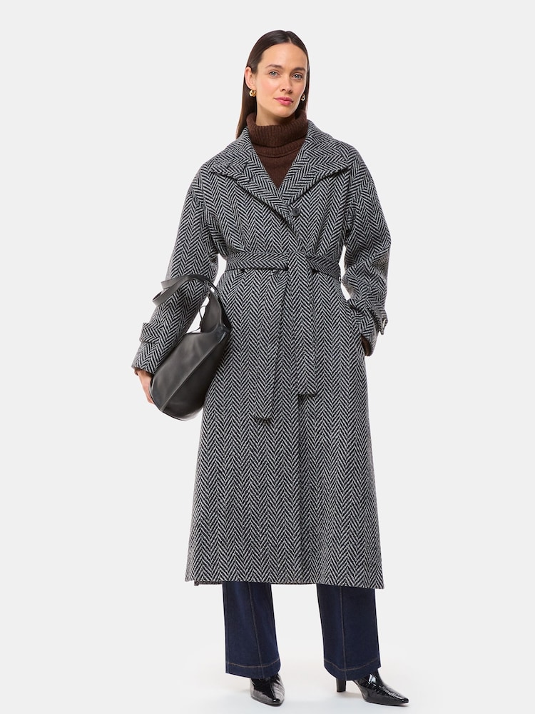 Whistles Grey Petite Cosette Funnel Neck Coat - Image 1 of 5
