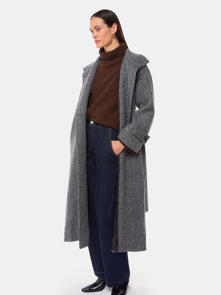 Whistles Grey Petite Cosette Funnel Neck Coat - Image 3 of 5