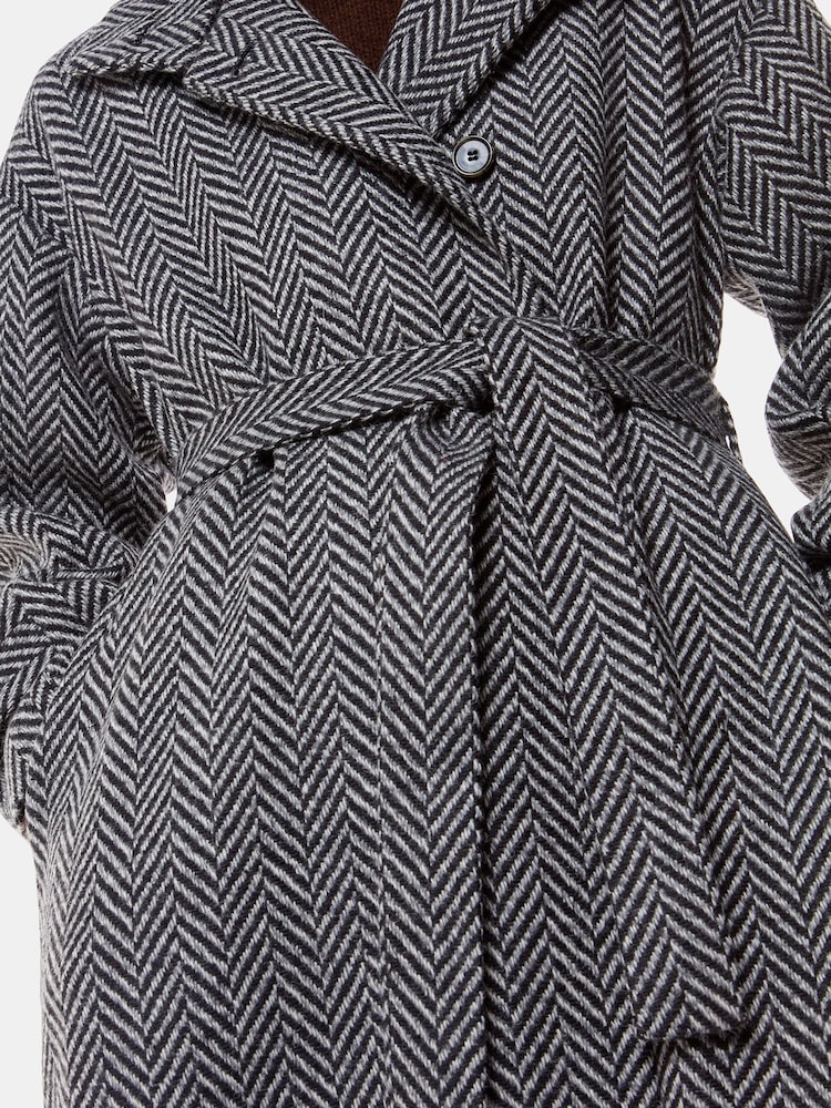 Whistles Grey Petite Cosette Funnel Neck Coat - Image 4 of 5