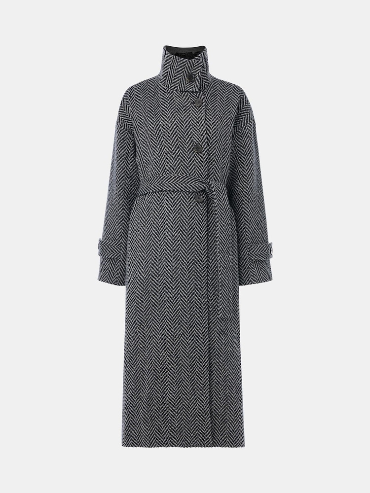 Whistles Grey Petite Cosette Funnel Neck Coat - Image 5 of 5