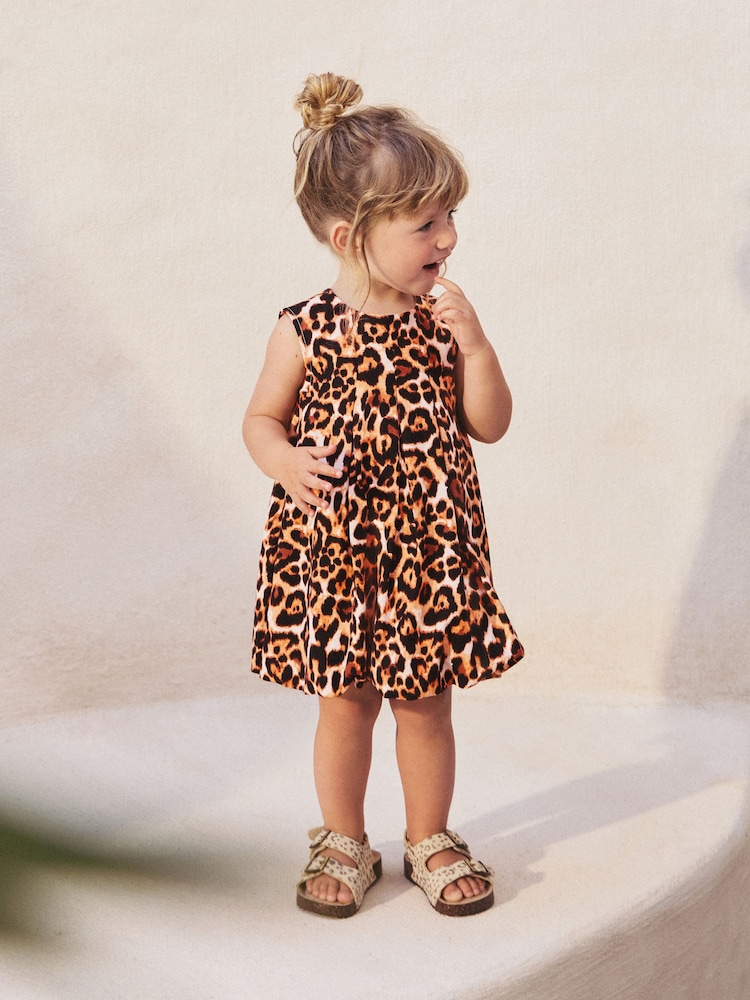 Animal Print Sleeveless Bubble Hem Dress (3mths-8yrs) - Image 1 of 8