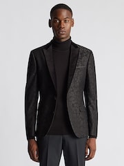 Remus Uomo Black Slim Fit Floral Dinner Jacket - Image 1 of 6