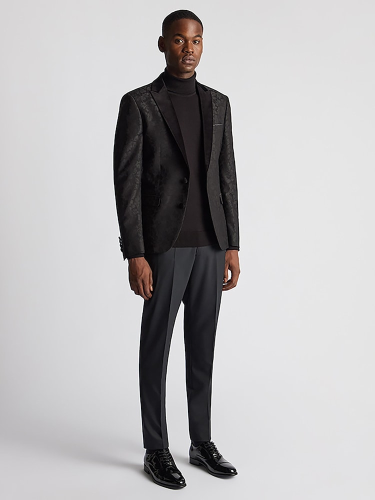Remus Uomo Black Slim Fit Floral Dinner Jacket - Image 2 of 6