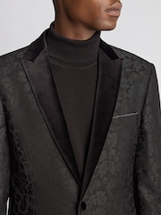Remus Uomo Black Slim Fit Floral Dinner Jacket - Image 5 of 6