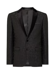 Remus Uomo Black Slim Fit Floral Dinner Jacket - Image 6 of 6