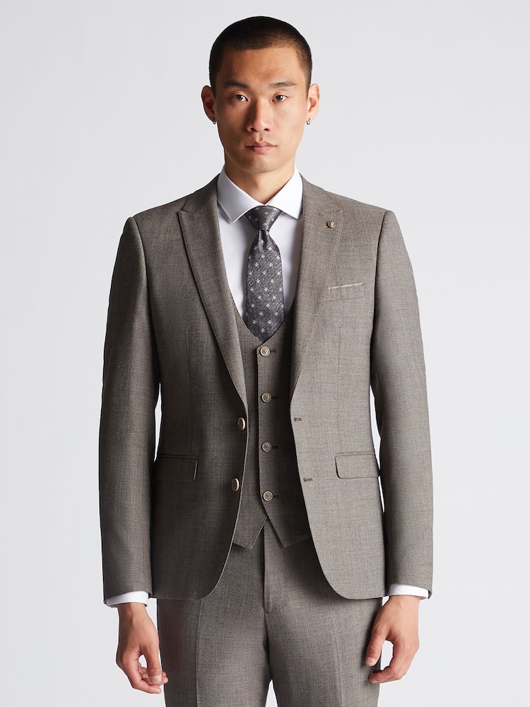 Remus Uomo Brown Tapered Fit Checked Wool Rich Mix And Match Suit Jacket - Image 1 of 5