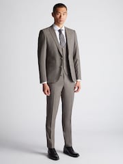 Remus Uomo Brown Tapered Fit Checked Wool Rich Mix And Match Suit Jacket - Image 2 of 5