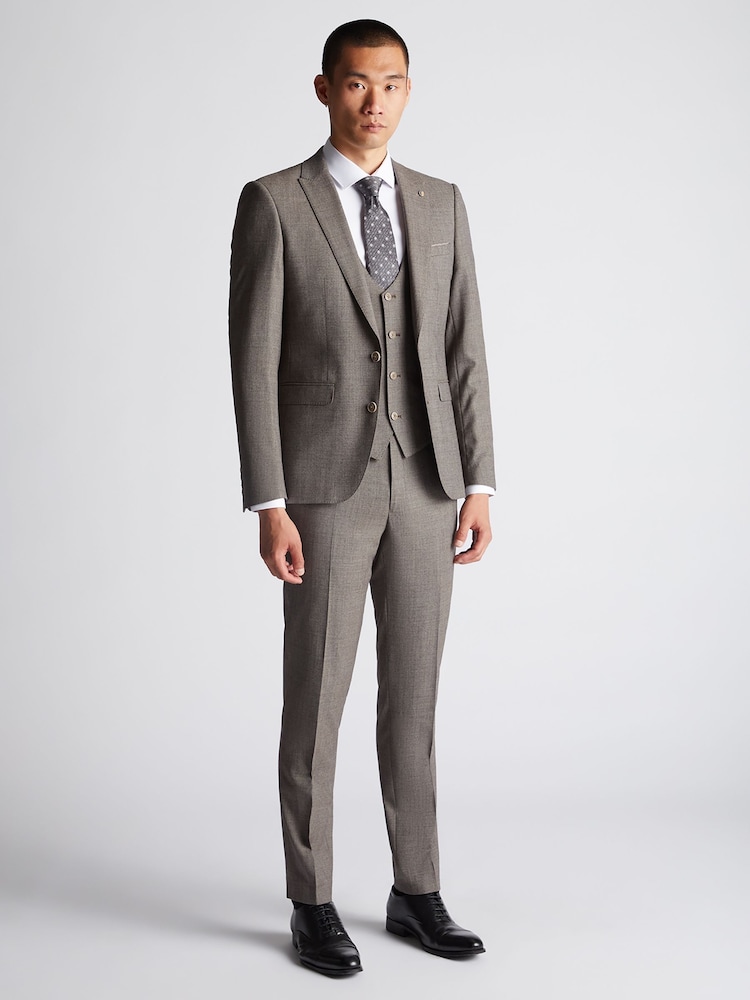 Remus Uomo Brown Tapered Fit Checked Wool Rich Mix And Match Suit Jacket - Image 2 of 5