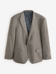 Remus Uomo Brown Tapered Fit Checked Wool Rich Mix And Match Suit Jacket - Image 5 of 5