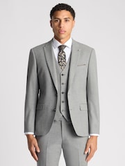 Remus Uomo Grey Tapered Fit Linen-Blend Suit Jacket - Image 1 of 6