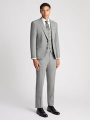 Remus Uomo Grey Tapered Fit Linen-Blend Suit Jacket - Image 2 of 6