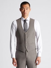Remus Uomo Brown Tapered Fit Wool Rich Waistcoat - Image 1 of 5