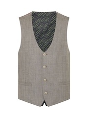 Remus Uomo Brown Tapered Fit Wool Rich Waistcoat - Image 5 of 5