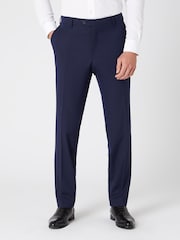 Remus Uomo Blue Tapered Leg Stretch Formal Trousers - Image 2 of 6