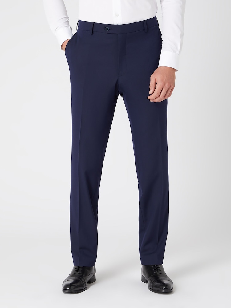 Remus Uomo Blue Tapered Leg Stretch Formal Trousers - Image 2 of 6