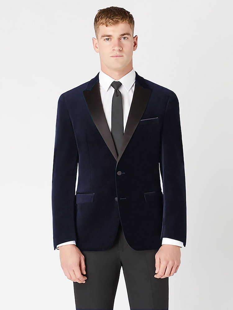Remus Uomo Blue Slim Fit Velvet Jacket - Image 1 of 6