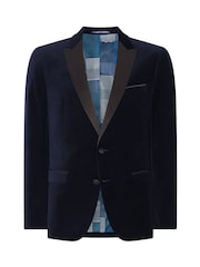 Remus Uomo Blue Slim Fit Velvet Jacket - Image 6 of 6